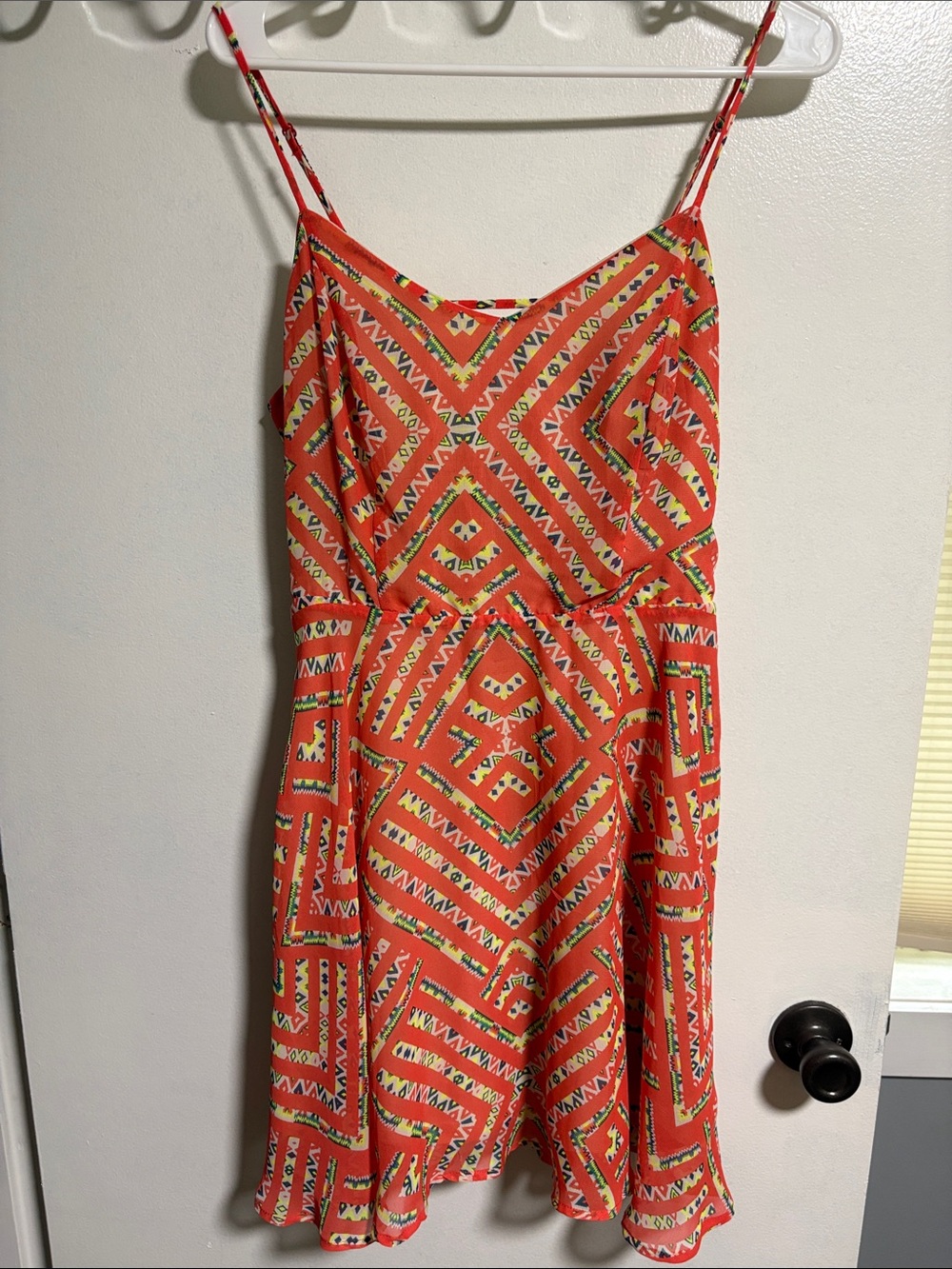 Women’s Orange Printed Spaghetti-Strap Sundress